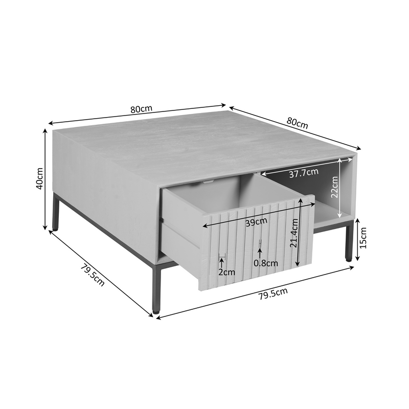 Salontafel Madison Bruin 80 cm Vierkant 80x80x40 cm-Salontafels-Starfurn