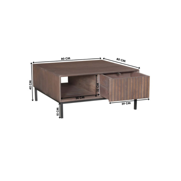 Salontafel Madison Walnoot | 80x80 cm-Salontafels-Starfurn