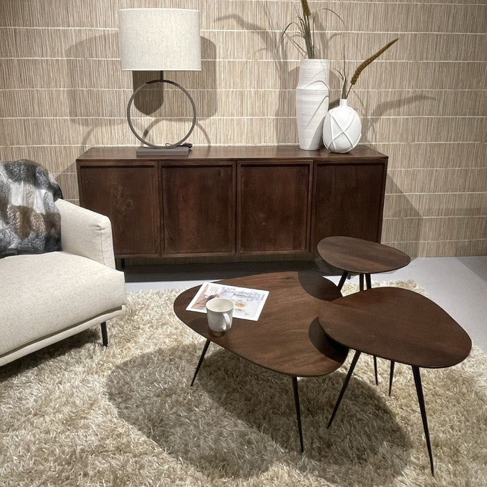 Salontafel Mangohout Bruin 70 cm - Mangohout, gecoat staal - 31159-Salontafels-Brix