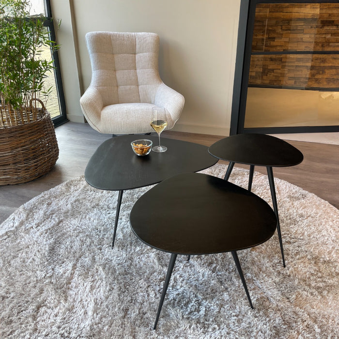 Salontafel Mangohout Zwart 70 cm - Zwart - 13594-Salontafels-Brix