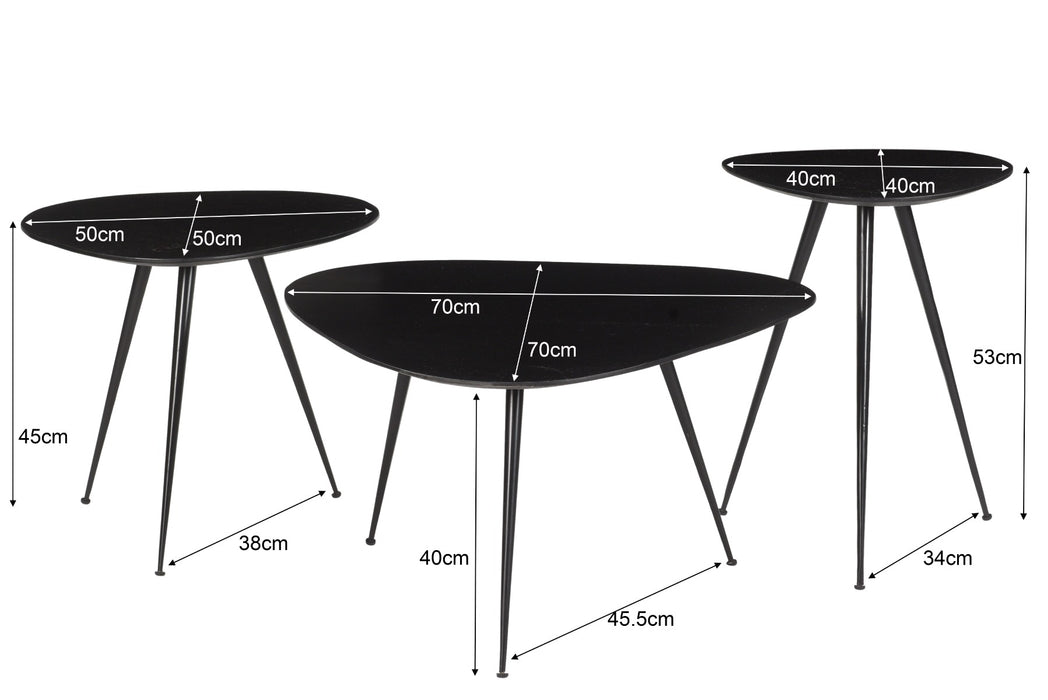 Salontafel Mangohout Zwart 70 cm - Zwart - 13594-Salontafels-Brix