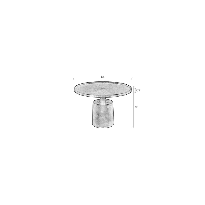 Salontafel Mason Antique Aluminum Zwart Ø60x40 cm