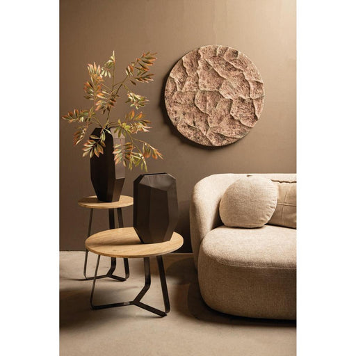 Salontafel Micka Zwart Travertine Coffeetable Rond S-Salontafels-PTMD