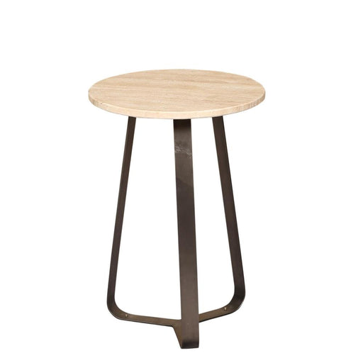 Salontafel Micka Zwart Travertine Coffeetable Rond S-Salontafels-PTMD
