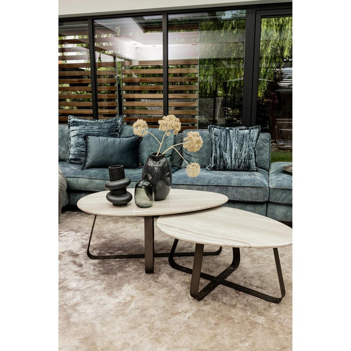 Salontafel Muka Coffeetable Low Dark Grijs Wit Marmer-Salontafels-PTMD