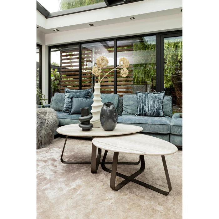 Salontafel Muka Coffeetable Low Dark Grijs Wit Marmer-Salontafels-PTMD