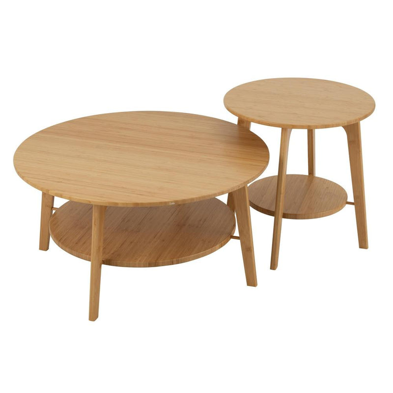 Salontafel Naturel Bamboe Rond 80 cm 80x80x40 cm-Bijzettafels-J-Line