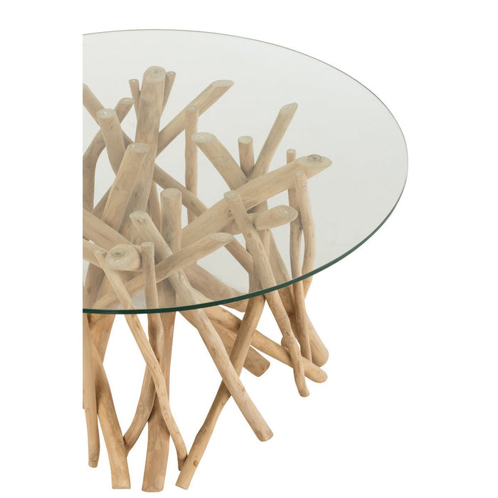 Salontafel Naturel Glas 80 cm - Glas(30%),teakhout(70%) - 21108-Salontafels-J-Line