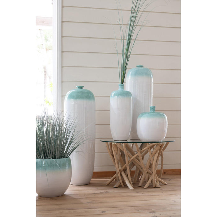 Salontafel Naturel Glas 80 cm - Glas(30%),teakhout(70%) - 21108-Salontafels-J-Line
