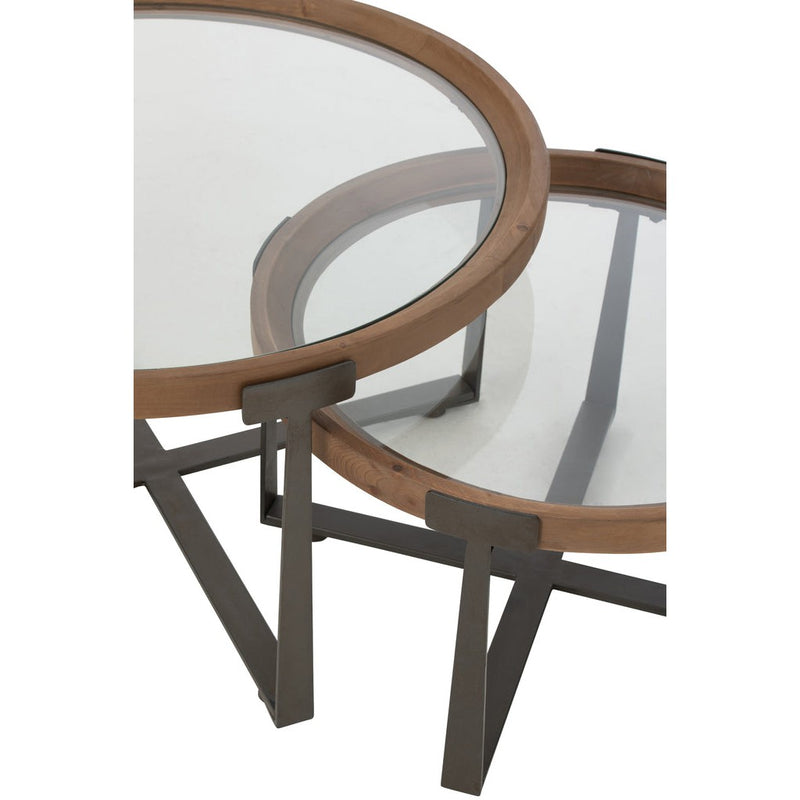 Salontafel Naturel Glas 80 cm Naturel 80x80x43 cm-Salontafels-J-Line