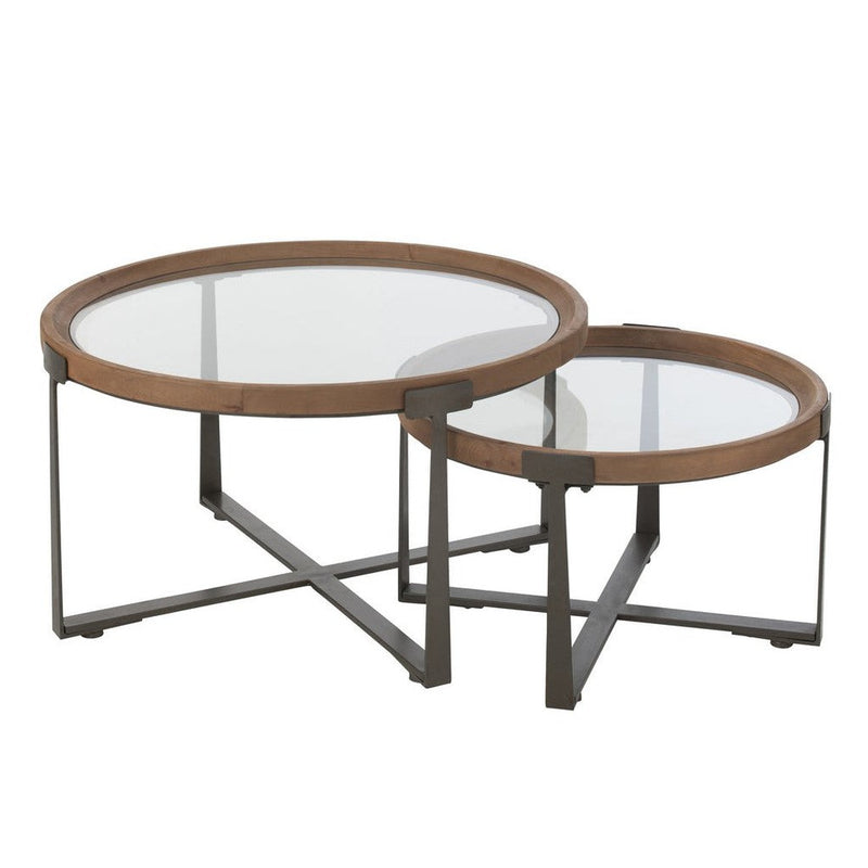 Salontafel Naturel Glas 80 cm Naturel 80x80x43 cm-Salontafels-J-Line