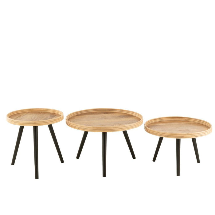 Salontafel Naturel Mangohout hout Rond 70 cm 70x70x55 cm-Bijzettafels-J-Line