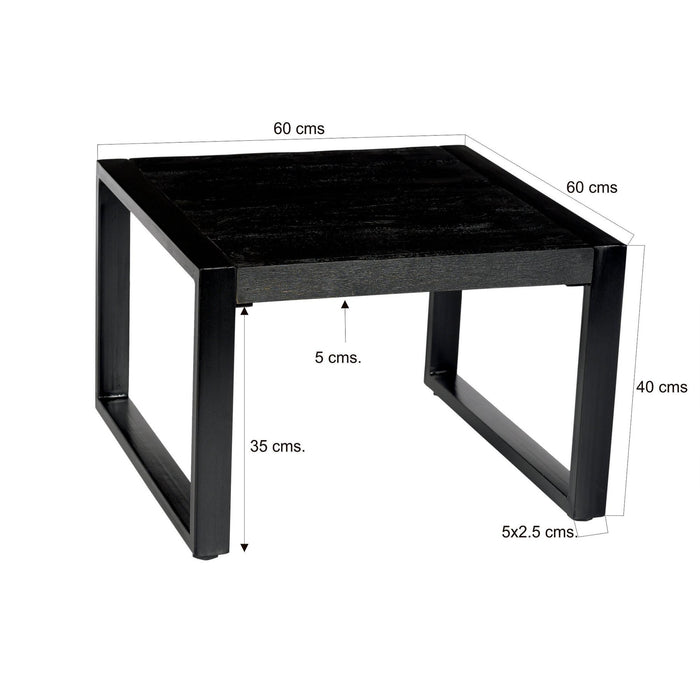 Salontafel Norris Mangohout Zwart 60 cm-Salontafels-Livingfurn