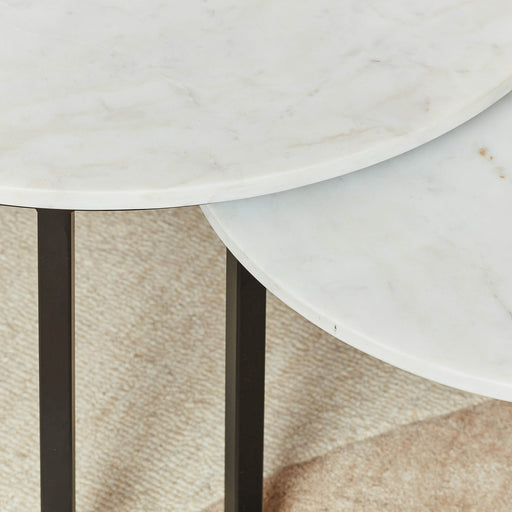 Salontafel Nova Set van 2 Rond Wit marmer 70x70x45 cm-Salontafels-Starfurn