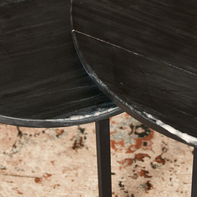 Salontafel Nova Set van 2 Rond Zwart marmer 70x70x45 cm-Salontafels-Starfurn