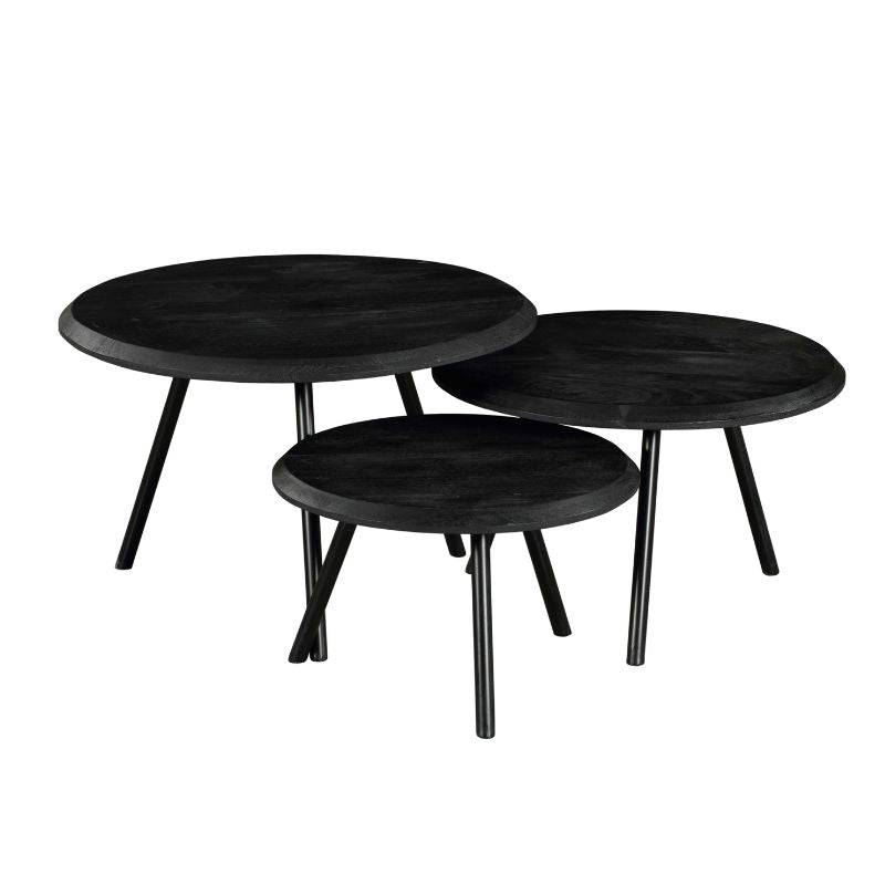 Salontafel Ohio Zwart set van 3 70x70x45 cm-Salontafels-Starfurn