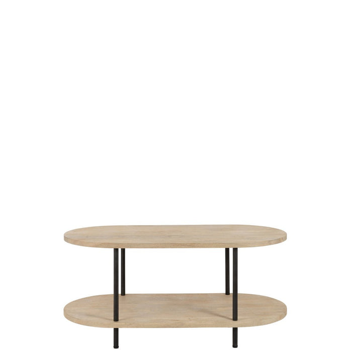 Salontafel Oval Eli 2 Shelves Mango Hout | Iron Natuurlijk | Grey-Salontafels-J-Line