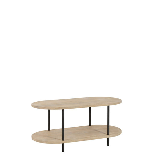 Salontafel Oval Eli 2 Shelves Mango Hout | Iron Natuurlijk | Grey-Salontafels-J-Line