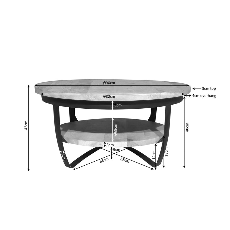 Salontafel Paras 90 cm Licht mango 90x90x40 cm-Salontafels-Starfurn