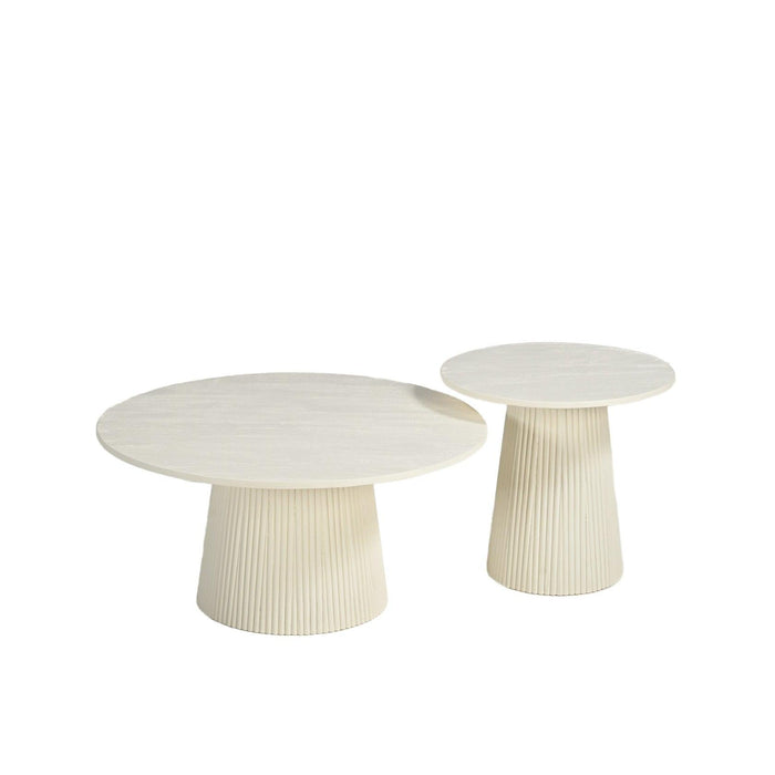 Salontafel Patrice Mangohout Crème wit 50 cm 50x50x46 cm-Salontafels-Livingfurn