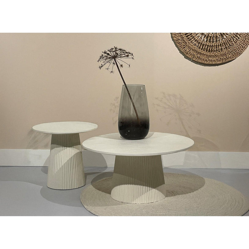 Salontafel Patrice Mangohout Crème wit 50 cm 50x50x46 cm-Salontafels-Livingfurn