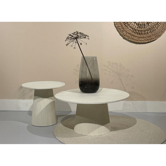Salontafel Patrice Mangohout Crème wit 50 cm 50x50x46 cm-Salontafels-Livingfurn