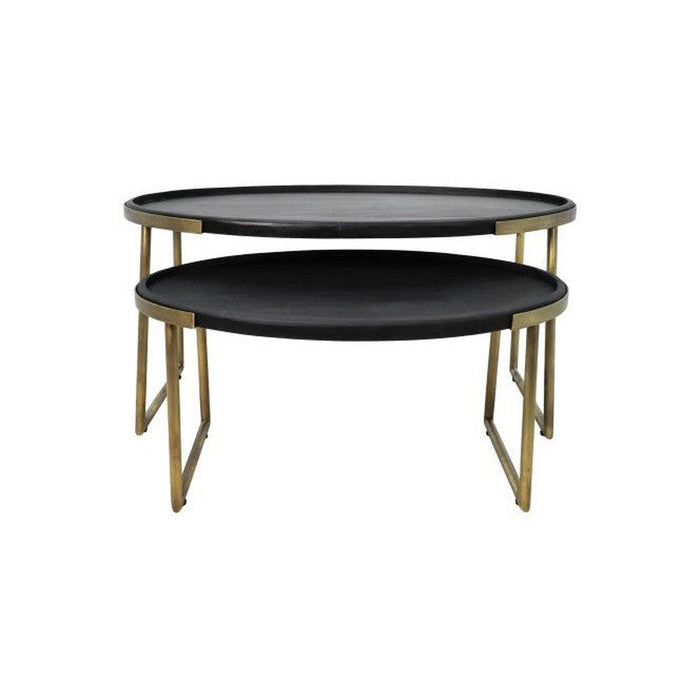 Salontafel Paulson - mangohout/antique gold - set van 2-Salontafels-HSM Collection