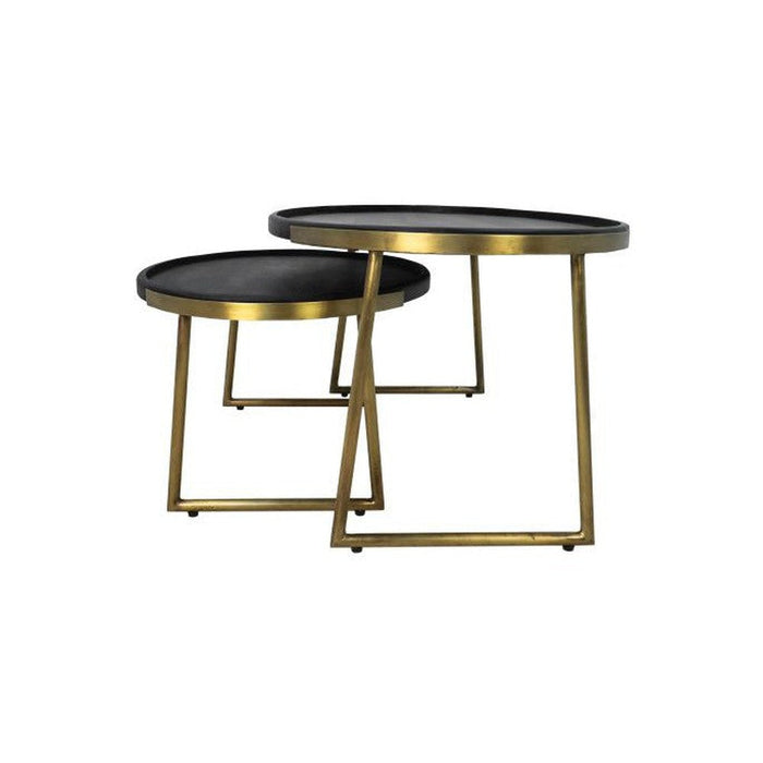 Salontafel Paulson - mangohout/antique gold - set van 2-Salontafels-HSM Collection