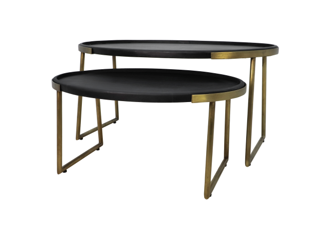 Salontafel Paulson - mangohout/antique gold - set van 2-Salontafels-HSM Collection