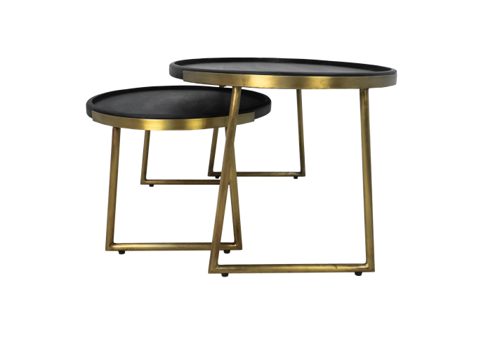 Salontafel Paulson - mangohout/antique gold - set van 2-Salontafels-HSM Collection