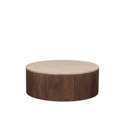 Salontafel Ribble Espresso Travertin 70 cm Rond 70x70x25 cm-Salontafels-LABEL51