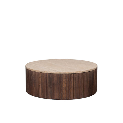 Salontafel Ribble Espresso Travertin 70 cm Rond 70x70x25 cm-Salontafels-LABEL51