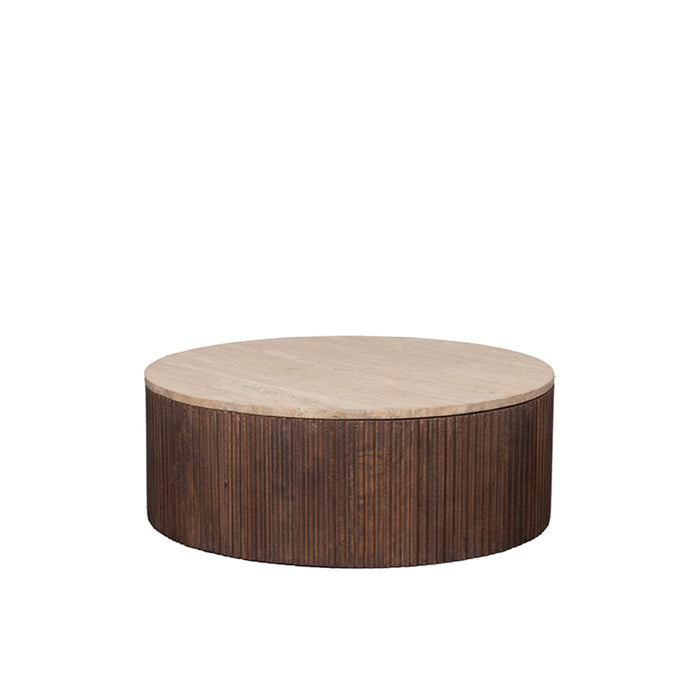 Salontafel Ribble Espresso Travertin 70 cm Rond 70x70x25 cm-Salontafels-LABEL51