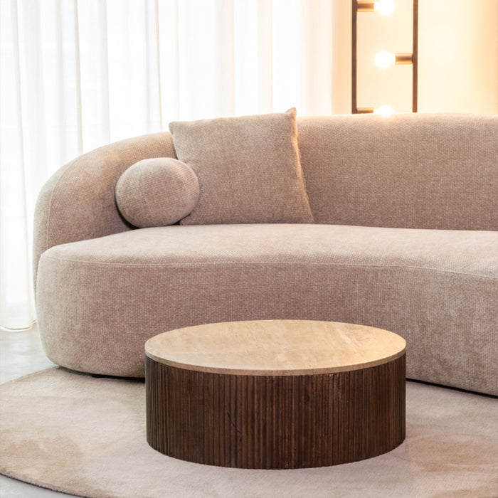 Salontafel Ribble Espresso Travertin 70 cm Rond 70x70x25 cm-Salontafels-LABEL51