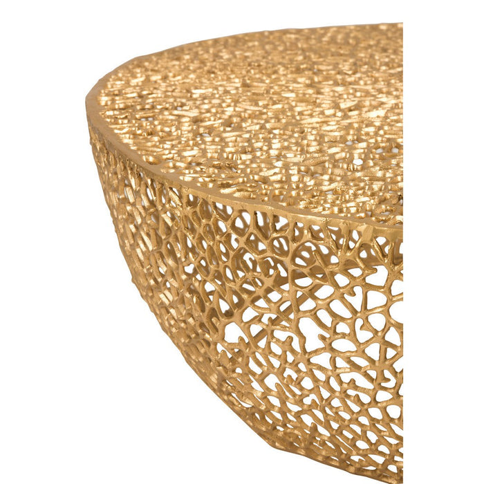 Salontafel Rond Low Coral Pattern Aluminium Gold-Salontafels-J-Line