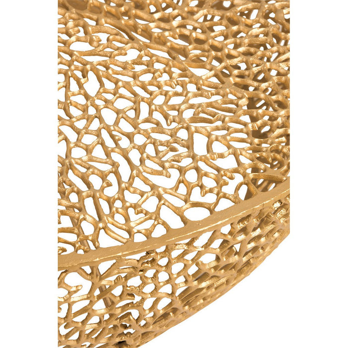 Salontafel Rond Low Coral Pattern Aluminium Gold-Salontafels-J-Line