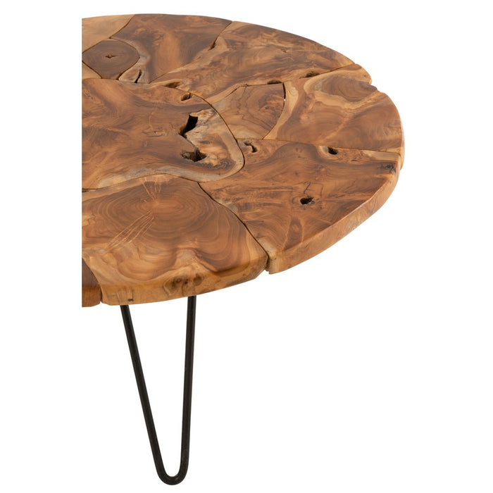 Salontafel Samuel Rond Teak Hout Brown-Salontafels-J-Line