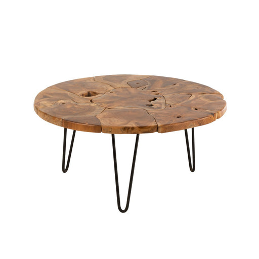 Salontafel Samuel Rond Teak Hout Brown-Salontafels-J-Line