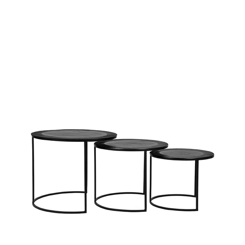 Salontafel Set Tres Zwart Metaal 55 cm 55x55x45 cm-Salontafels-LABEL51