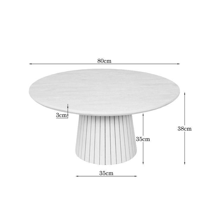 Salontafel Solana Bruin Mangohout 80 cm, maattekening met afmetingen