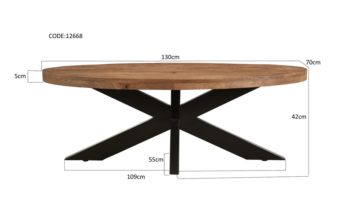Salontafel Sturdy Mangohout Naturel hout 130x70 cm-Salontafels-Livingfurn