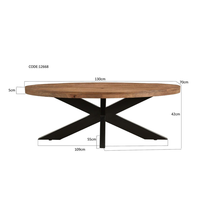 Salontafel Sturdy Mangohout Naturel hout 130x70 cm-Salontafels-Livingfurn