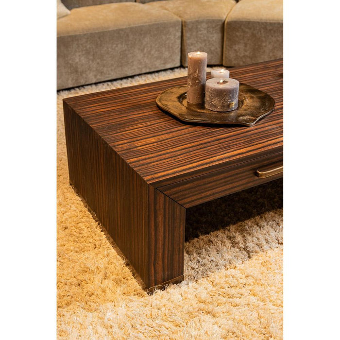 Salontafel Tiess Bruin Houten Fineer Coffeetable 2 Drawers-Salontafels-PTMD