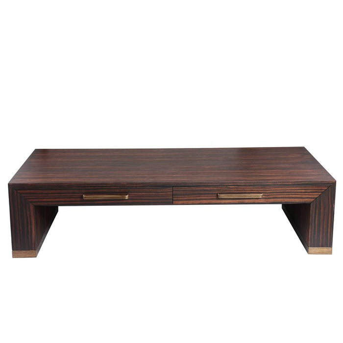Salontafel Tiess Bruin Houten Fineer Coffeetable 2 Drawers-Salontafels-PTMD