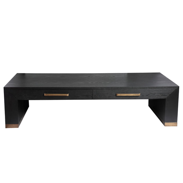 Couchtische Couchtisch Tiess Schwarz Holzfurnier Kaffeetisch 2 Schubladen