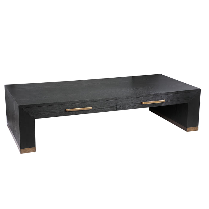 Couchtische Couchtisch Tiess Schwarz Holzfurnier Kaffeetisch 2 Schubladen