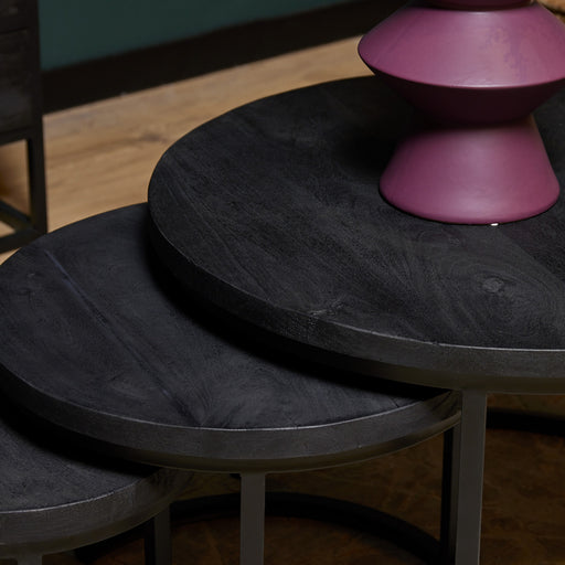 Salontafel Triole All Zwart Set van 3 70x70x45 cm-Salontafels-Starfurn