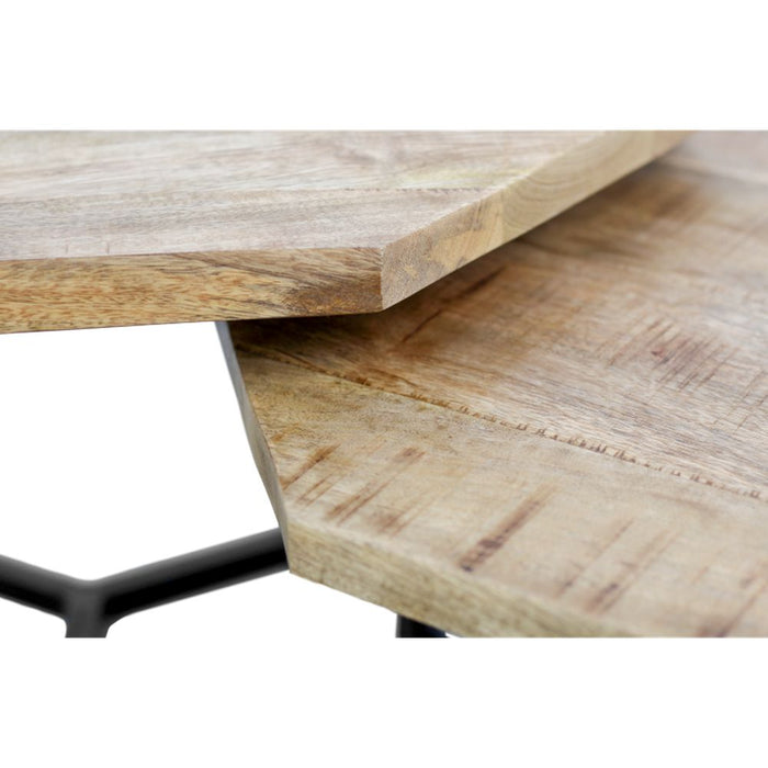 Salontafel Urban - mangohout/ijzer - powdercoated black - set van 2-Salontafels-HSM Collection