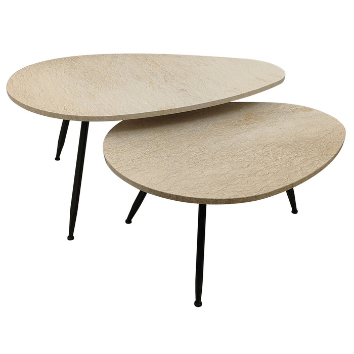 Coffee Tables Coffee Table Veria Set 2 Coffeetables Beige Marble