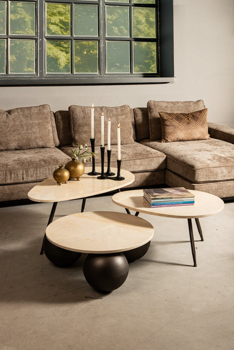 Coffee Tables Coffee Table Veria Set 2 Coffeetables Beige Marble